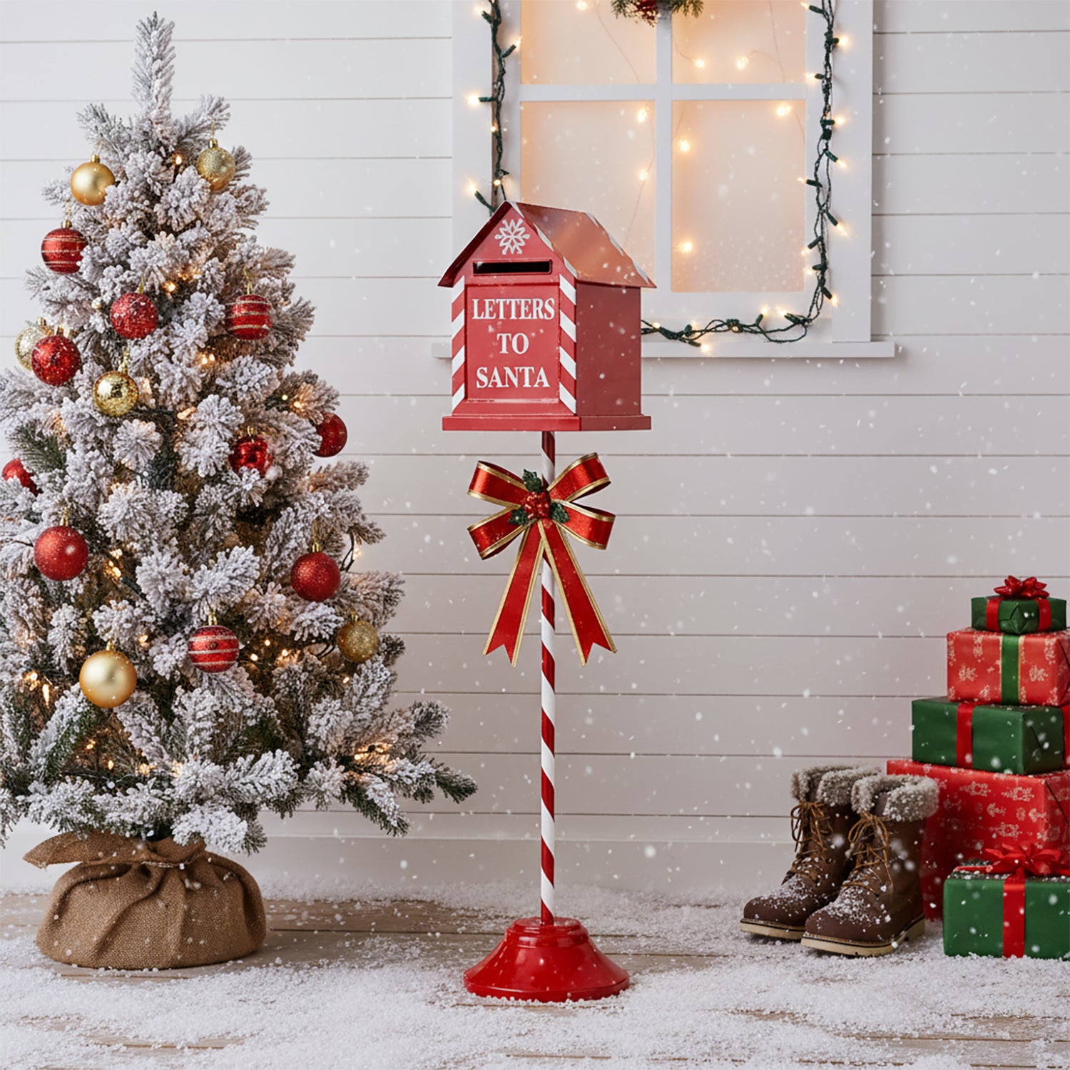VESTIAMO CASA GRAN NATALE - Cassetta Postale Natalizia in metallo Rossa h115 cm